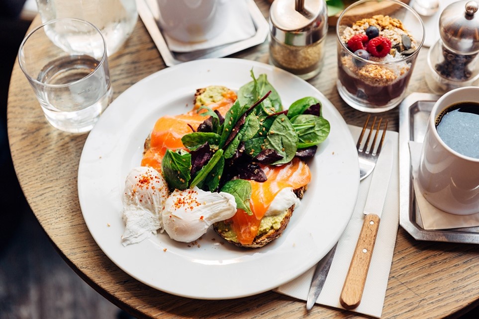 Toast and eggs on plate