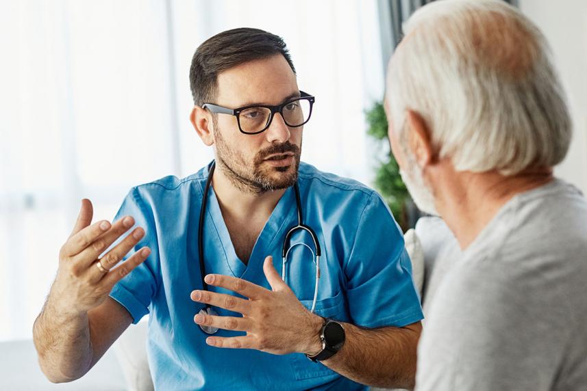 Doctor answering questions about prostate cancer treatment